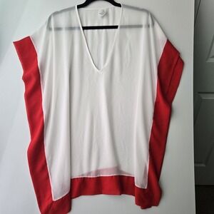 Ningun Pecado Swimwear Kaftan Cover‎ Up White Red Uni